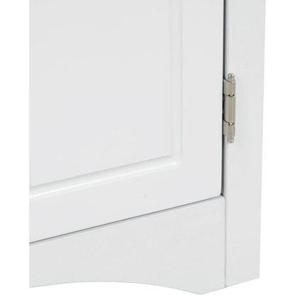 White Triangle Bathroom Storage Cabinet with Adjustable Shelves, Freestanding Floor Cabinet for Home Kitchen