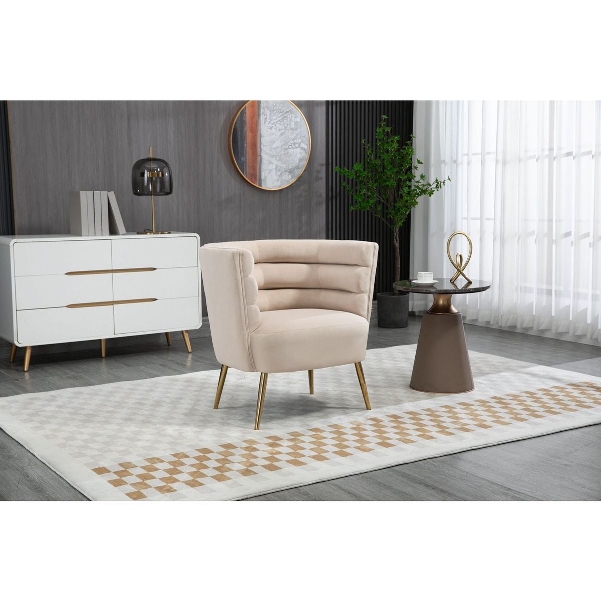 Accent Chair, leisure single chair with Golden feet