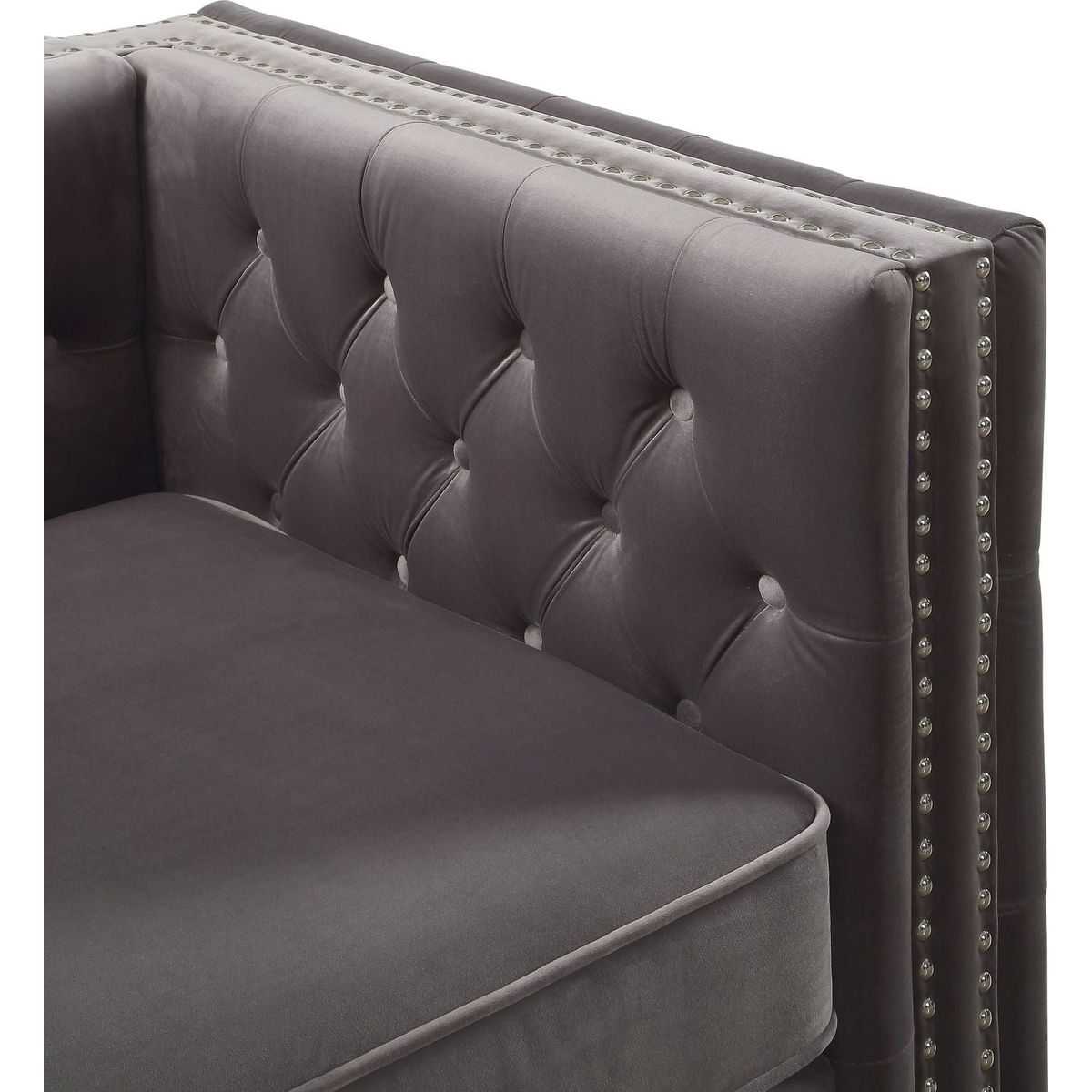 Gillian II Chair & 2 Pillow in Dark Gray Velvet