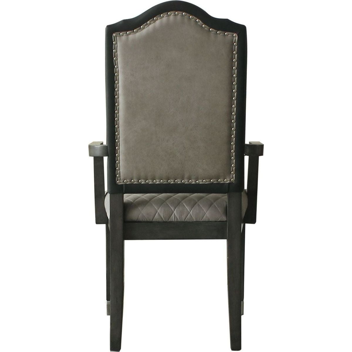 House Beatrice Arm Chair, Two Tone Beige Fabric & Charcoal Finish