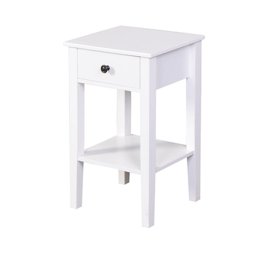 White Bathroom Floor-standing Storage Table with a Drawer - Streamdale Furniture