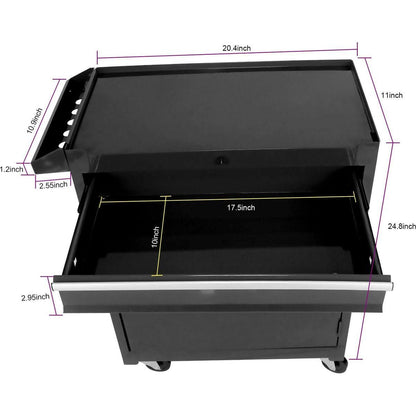 Detachable 5 Drawer Tool Chest with Bottom Cabinet and one Adjustable Shelf--Black