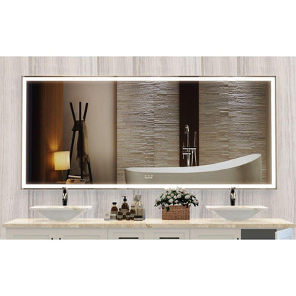 72X32 inch Oversized LED Bathroom Mirror Wall Mounted Mirror with 3 Color Modes Aluminum Frame Wall Mirror Large Full Length Mirror with Lights Lighted Full Body Mirror for Bedroom Living Room, Silver