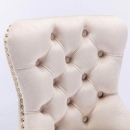 Furniture, Thick Golden Swivel Velvet Barstools Adjusatble Seat Height from 27-35 Inch, Modern Upholstered Bar Stools with Backs Comfortable Tufted for Home Pub and Kitchen Island (Beige, Set of 2) - Streamdale Furniture