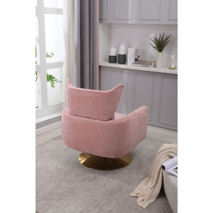 Classic Mid-Century 360-degree Swivel Accent Chair, Pink Linen