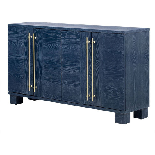 Wood Traditional Style Sideboard with Adjustable Shelves and Gold Handles for Kitchen, Dining Room and Living Room (Antique Navy)