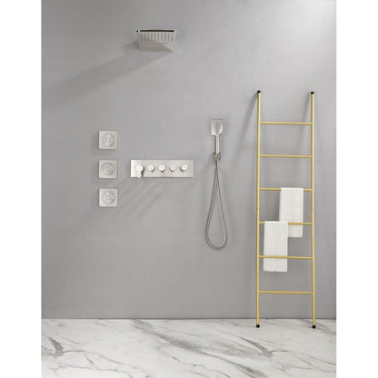 Wall Mounted Waterfall Rain Shower System With 3 Body Sprays & Handheld Shower