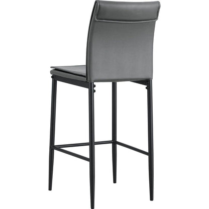 Grey Leather Barstool Dining Counter Height Chair Set of 2