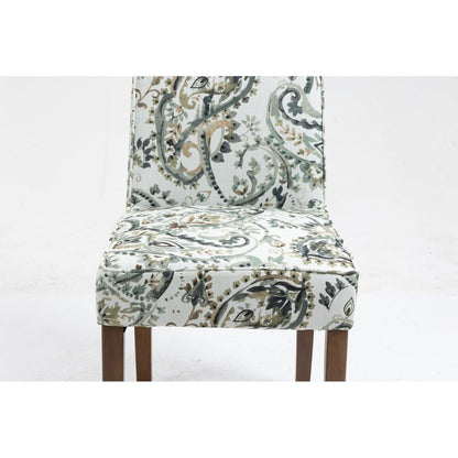 Cover Removable Interchangeable and Washable Taupe Cashew Fabric Upholstered Parsons Chair with Solid Wood Legs 2 PCS