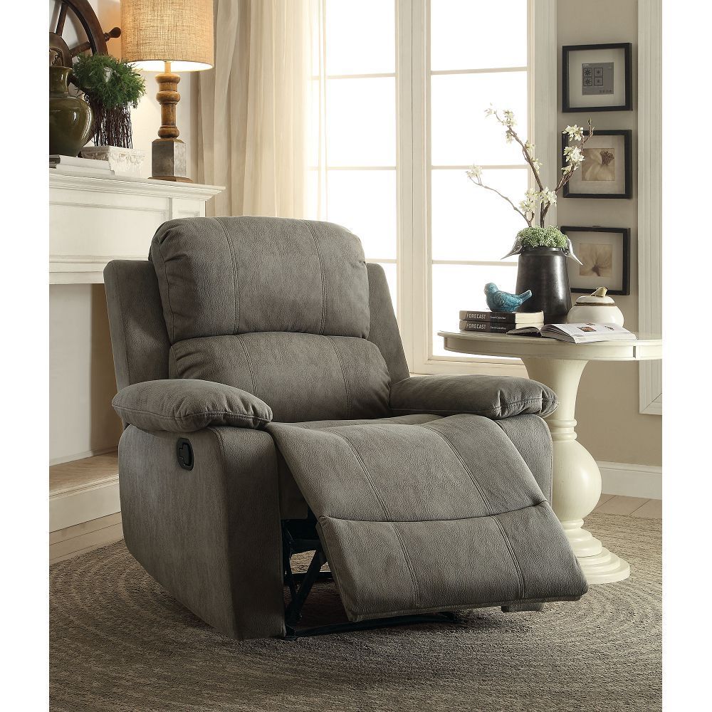 Bina Recliner (Motion) in Gray Polished Microfiber