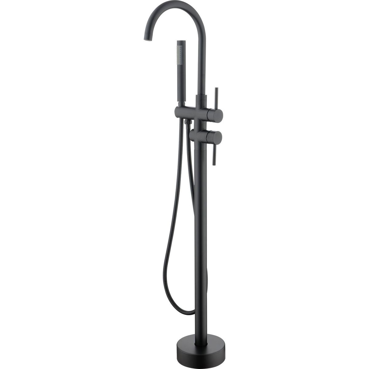 Mount Bathtub Faucet Freestanding Tub Filler Matte Black Standing High Flow Shower Faucets with Handheld Shower Mixer Taps Swivel Spout