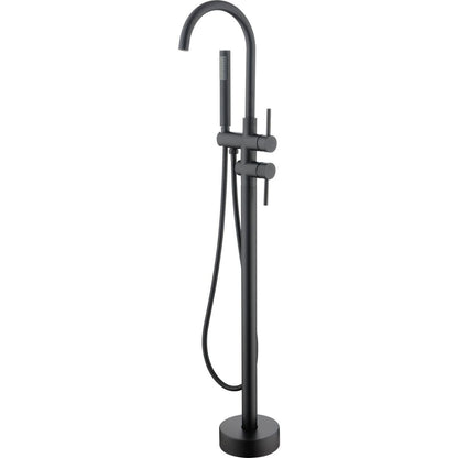 Mount Bathtub Faucet Freestanding Tub Filler Matte Black Standing High Flow Shower Faucets with Handheld Shower Mixer Taps Swivel Spout