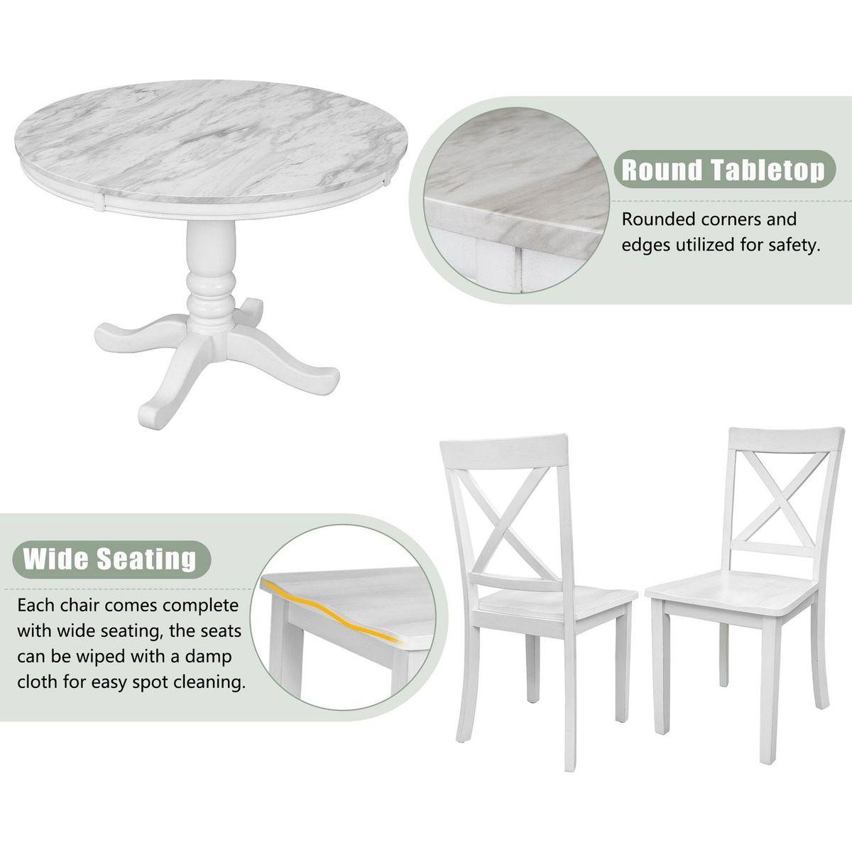 5 Pieces Dining Table and Chairs Set for 4 Persons, Kitchen Room Solid Wood Table with 4 Chairs