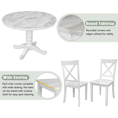 5 Pieces Dining Table and Chairs Set for 4 Persons, Kitchen Room Solid Wood Table with 4 Chairs