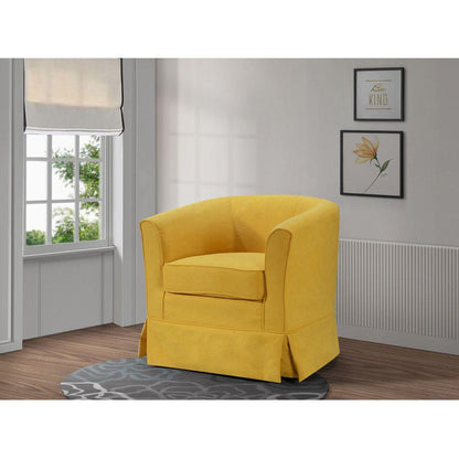 Tucker Yellow Woven Fabric Swivel Barrel Chair