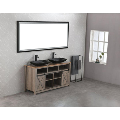 14.38" L -22.25" W -4-3/8 in. H Matte Shell Glass Rectangular Vessel Bathroom Sink in Black with Faucet and Pop-Up Drain in Matte Black