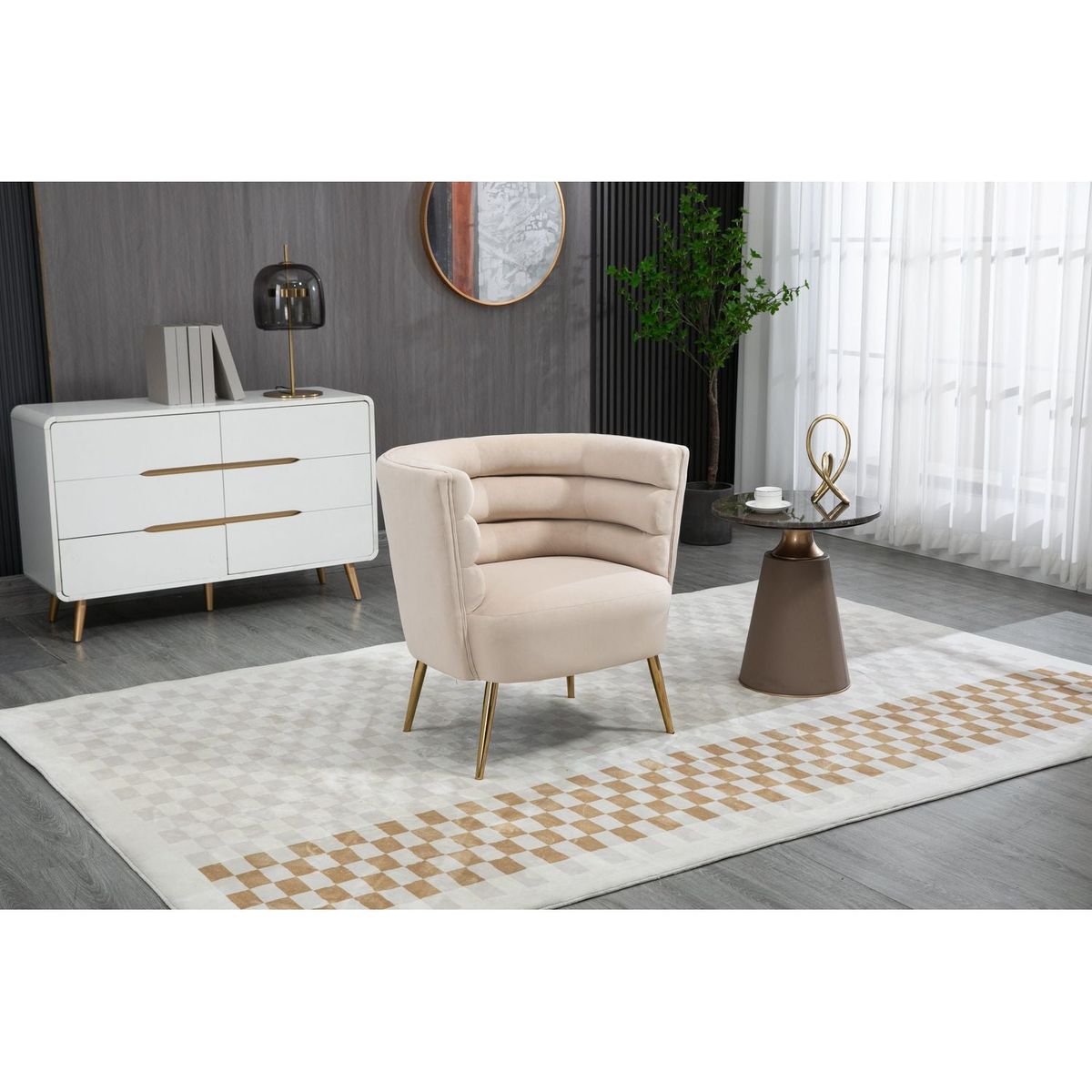 Accent Chair, leisure single chair with Golden feet