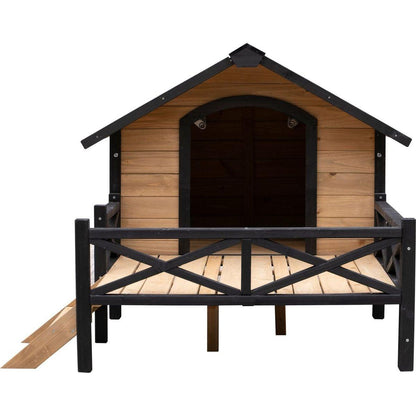 Outdoor Large Wooden Cabin House Style Wooden Dog Kennel with Porch