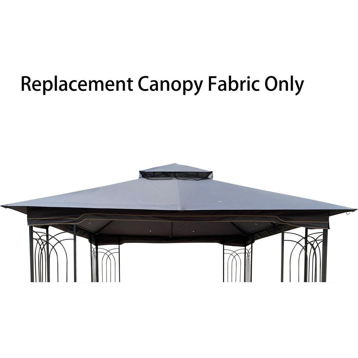 10x10 Ft Patio Double Roof Gazebo Replacement Canopy Top Fabric, Gray