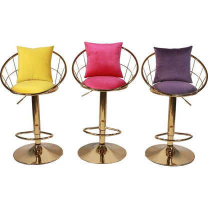 Rose Red velvet bar chair, pure gold plated, unique design60 degree rotation, adjustable heightuitable for dining room and baret of 2