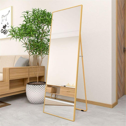 Wall-Mounted Alloy Frame Full Length Mirror, Golden