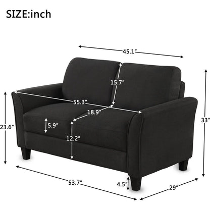 Living Room Furniture Love Seat Sofa Double Seat Sofa (Loveseat Chair)(Black)