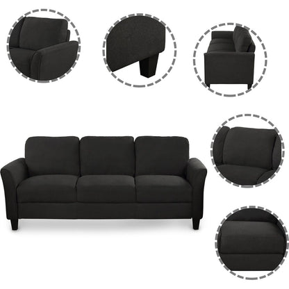 Living Room Sets Furniture Armrest Sofa Single Chair Sofa Loveseat Chair 3-Seat Sofa (ChairLoveseat Chair&3-Seat Sofa, Black)