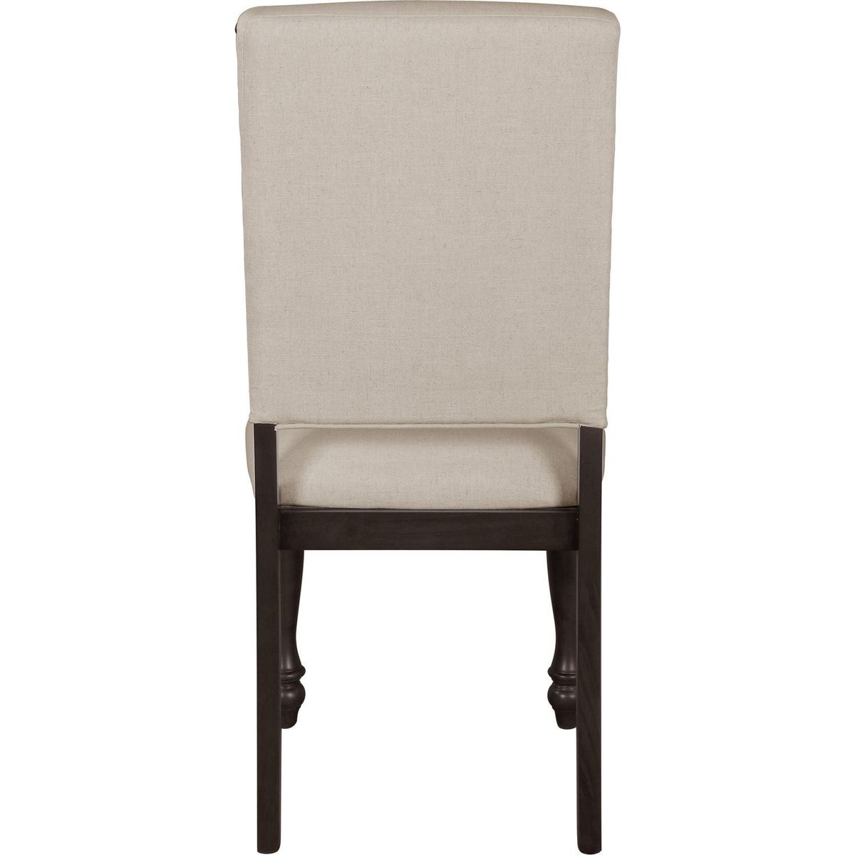 Fabric Upholstery Side Chairs 2pc Set Grayish Brown Finish Wood Frame Nailhead Trim Turned Legs Dining Furniture