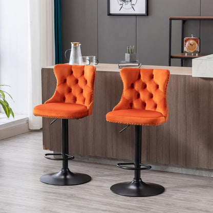 Swivel Velvet Barstools Adjusatble Seat Height from 25-33 Inch, Modern Upholstered Bar Stools with Backs Comfortable Tufted for Home Pub and Kitchen Islandrange, Set of 2)