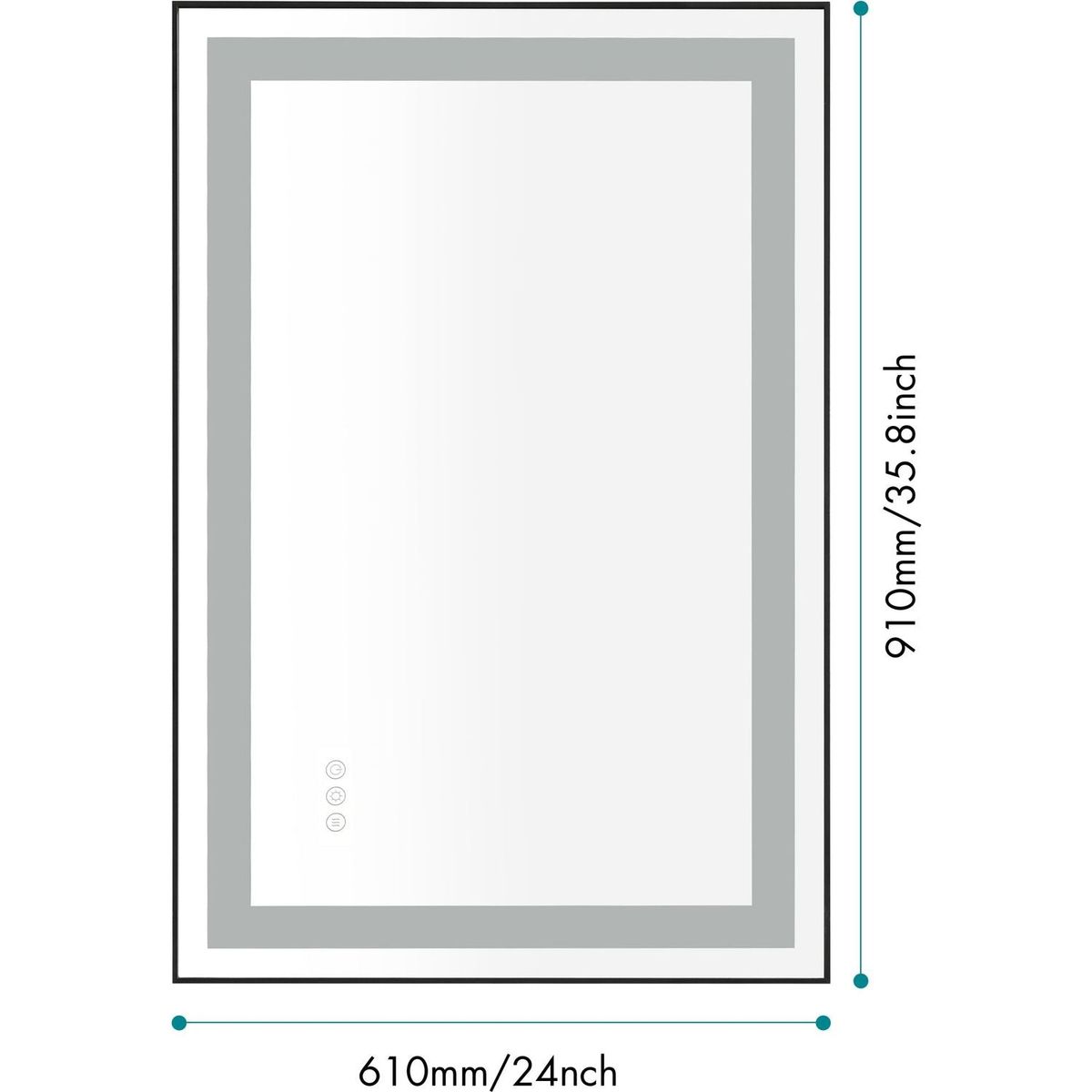 36x24 LED Lighted Bathroom Wall Mounted Mirror with High Lumen+Anti-Fog Separately Control