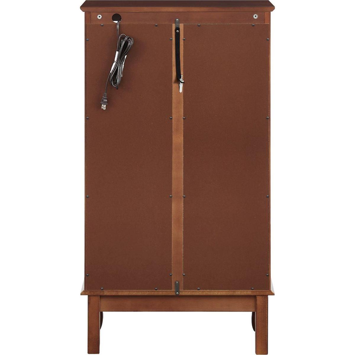 Curio Cabinet Lighted Curio Diapaly Cabinet with Adjustable Shelves and Mirrored Back Panel, Tempered Glass Doors (Walnut, 3 Tier), (E26 light bulb not included) - Streamdale Furniture