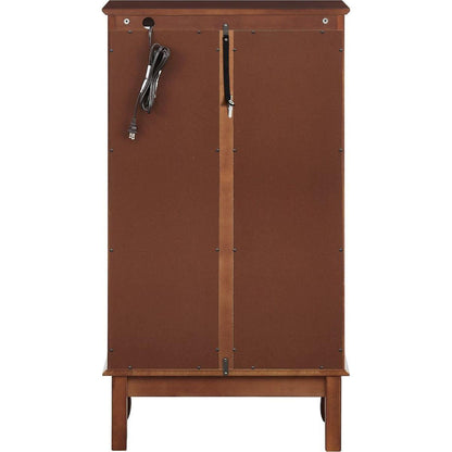 Curio Cabinet Lighted Curio Diapaly Cabinet with Adjustable Shelves and Mirrored Back Panel, Tempered Glass Doors (Walnut, 3 Tier), (E26 light bulb not included) - Streamdale Furniture