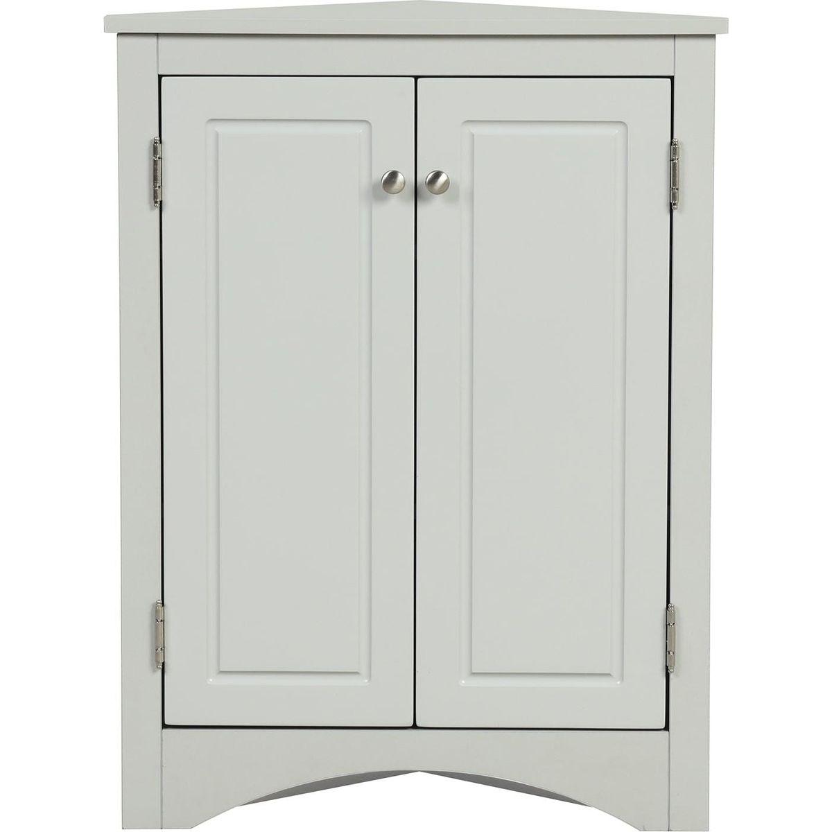 Grey Triangle Bathroom Storage Cabinet with Adjustable Shelves, Freestanding Floor Cabinet for Home Kitchen