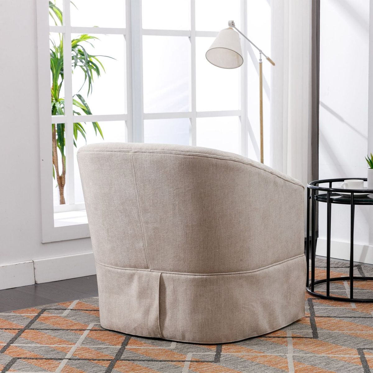 degree Swivel Accent Armchair Linen Blend Beige