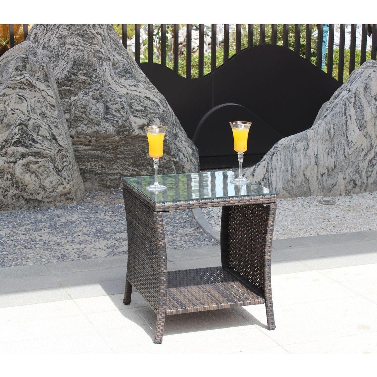 Outdoor patio Furniture 1 Coffee Table with clear tempered glass