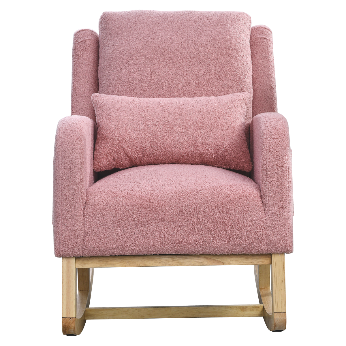 27.5" W Modern Accent High Back Living Room Casual Armchair Rocker with One Lumbar Pillow, Two Side Pockets, Teddy.