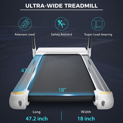 Portable Compact Treadmill;Electric Motorized 3.5HP;14KM/H;Medium Running Machine Motorised Gym 330lbs;Foldable for Home Gym Fitness Workout Jogging Walking;Bluetooth Speaker APP FITIME