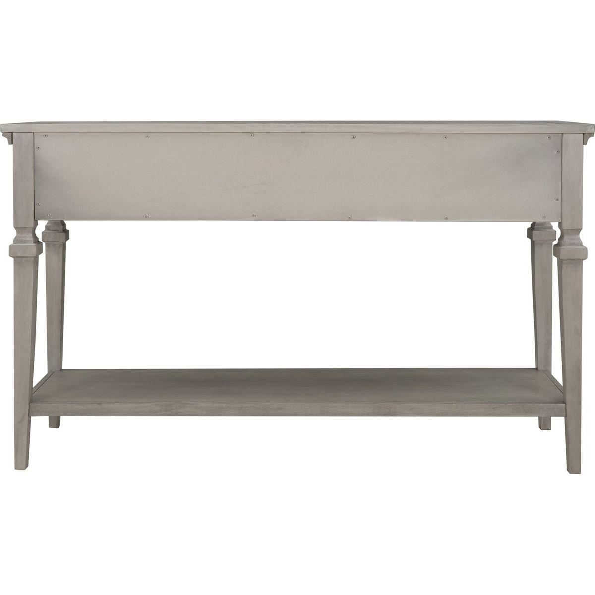 Classic Retro Style Console Table with Three Top Drawers and Open Style Bottom Shelf, Easy Assembly (Gray Wash)