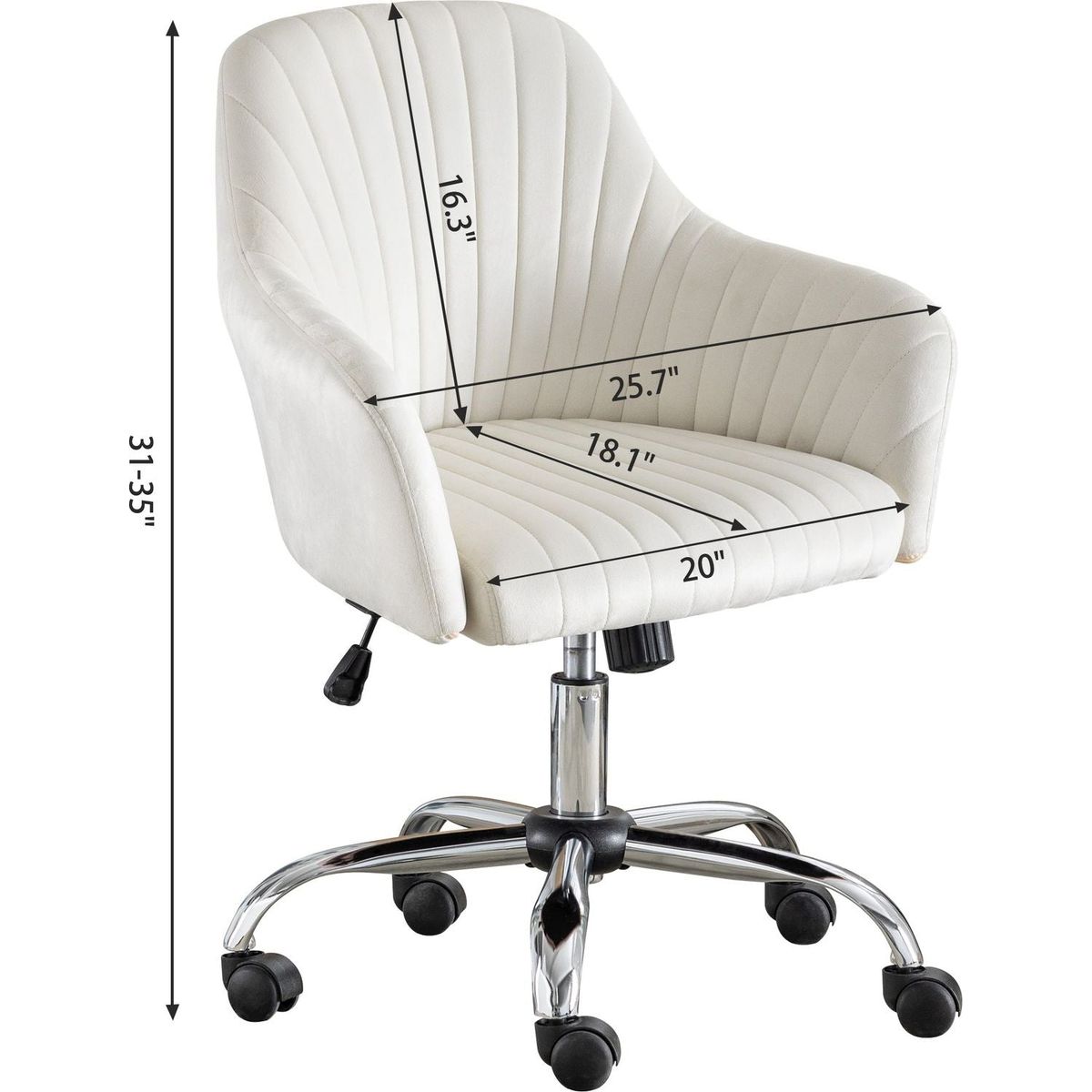 New -Modern home office leisure chair with adjustable velvet height and adjustable casters (beige)