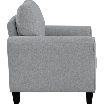 Modern 1pc Chair Dark Gray Textured Fabric Upholstered Rounded Arms Attached Cushion Transitional Living Room Furniture