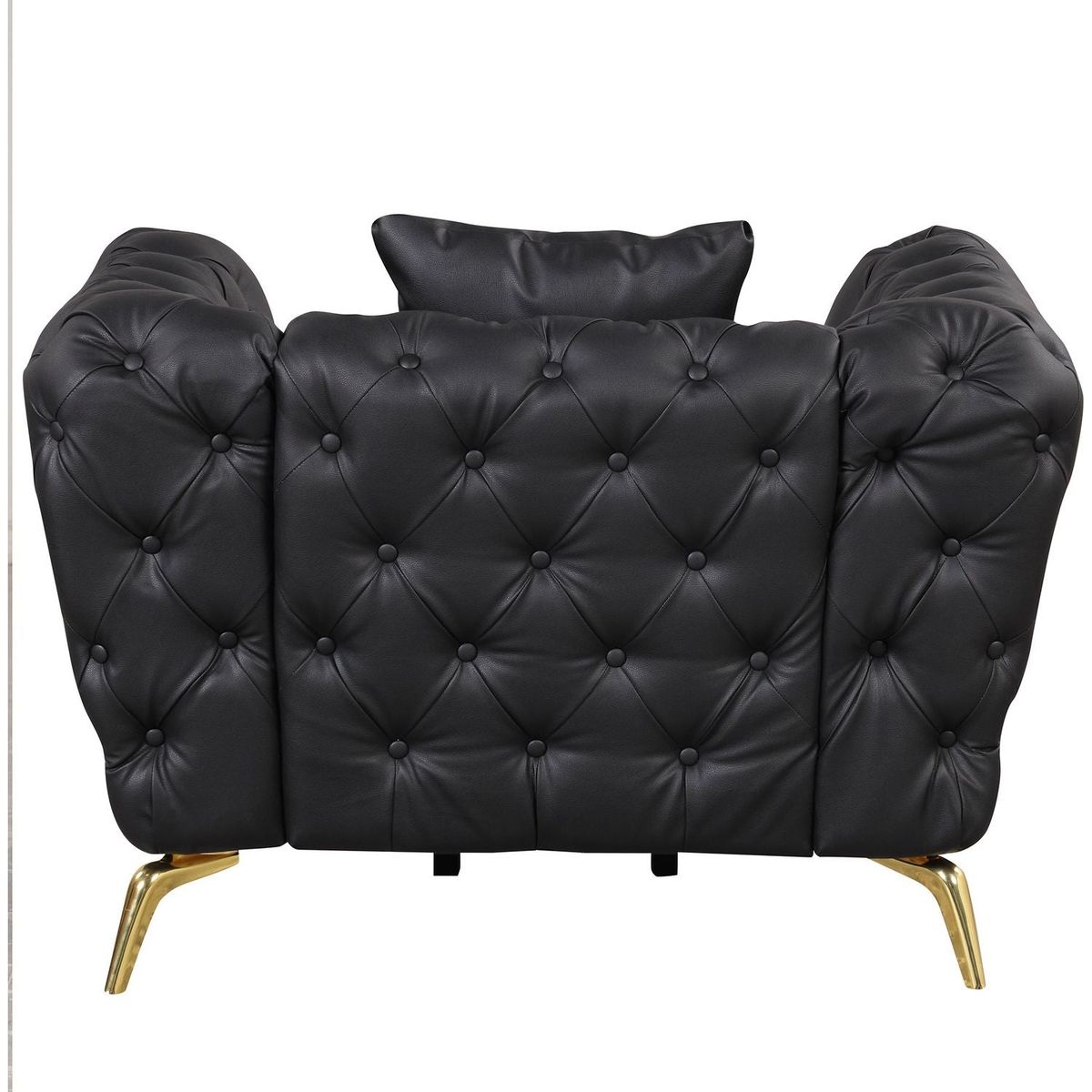 Modern 3-Piece Sofa Sets with Sturdy Metal Legs, Button Tufted Back, PU Upholstered Couches Sets Including Three Seat Sofa, Loveseat and Single Chair for Living Room Furniture Set, Black