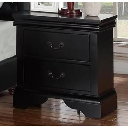 Contemporary Bedroom Furniture Nightstand Black Color 2 x Drawers Bed Side Table Pine wood