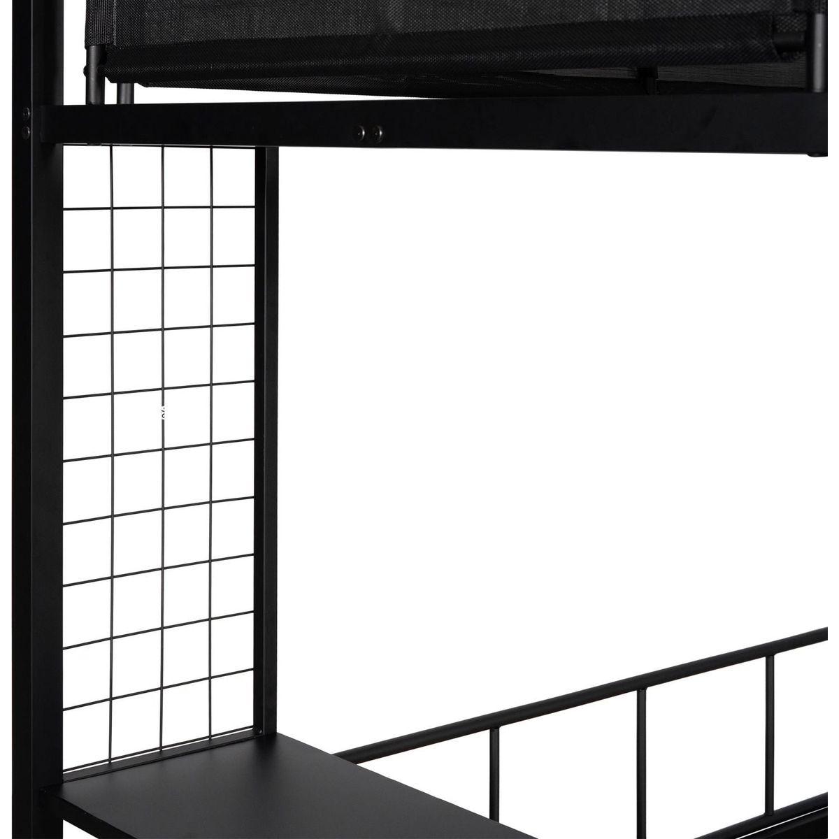 Twin over Full Bunk with Shelves & Grid Panel