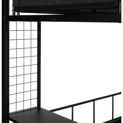 Twin over Full Bunk with Shelves & Grid Panel