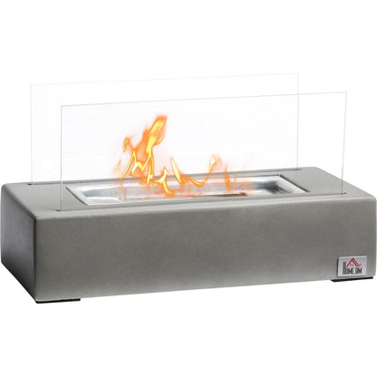 Tabletop Fireplace, 13" Concrete Alcohol Fireplace with Stainless Steel Lid for Indoor and Outdoor, 0.04 Gal Max 195 Sq. Ft., Light Grey