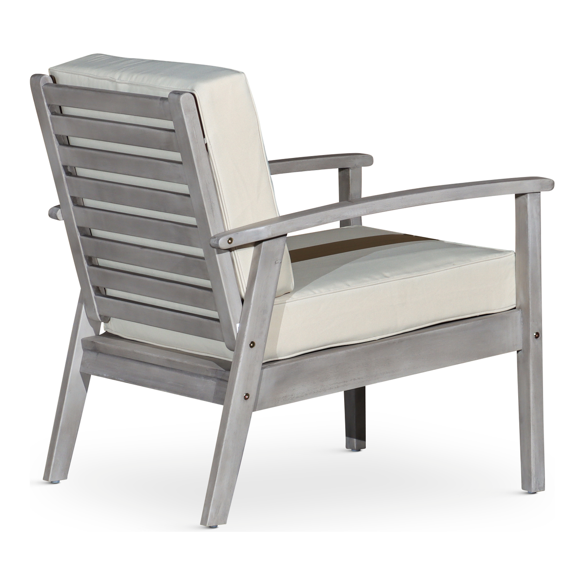 Deep Seat Eucalyptus Chair, Silver Gray Finish, Dark Green Cushions