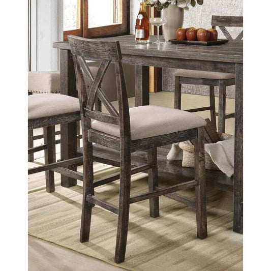 Martha II Counter Height Chair (Set-2) in Tan Linen & Weathered Gray 73832