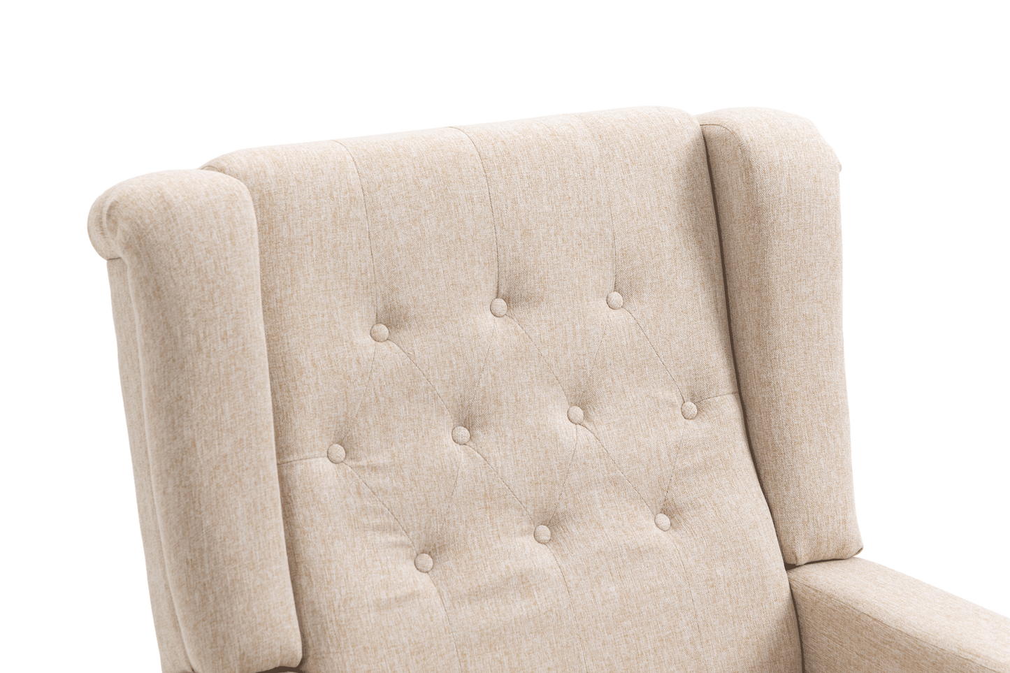 Arm Pushing Recliner Chair, Modern Button Tufted Wingback Push Back Recliner Chair, Living Room Chair Fabric Pushback Manual Single Reclining Sofa Home Theater Seating for Bedroom, Khaki Yelkow