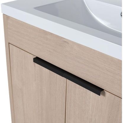 30 Inch Freestanding Bathroom Vanity with White Resin Sink & 2 Soft-Close Cabinet Doors (BVB02430PLO-GRB3040)