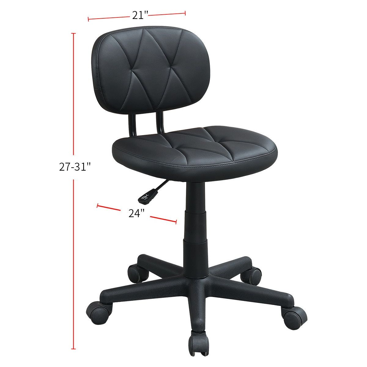 Low-Back Adjustable Office Chair with PU Leather, Black